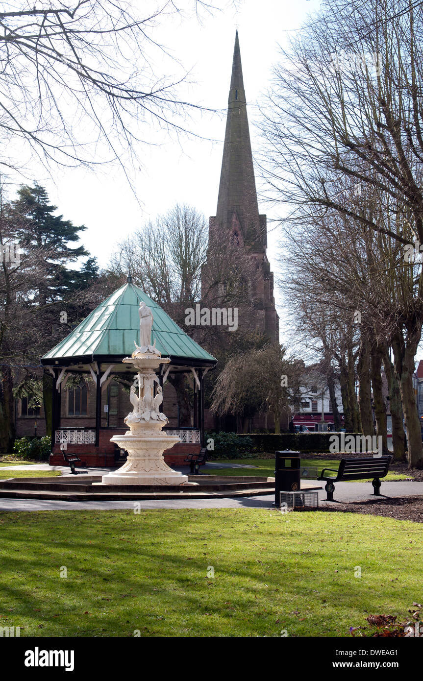 Castle Green and St. Stephen`s Church, Redditch, Worcestershire, UK